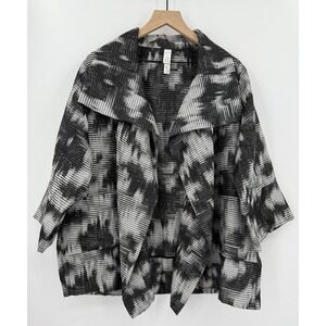 Marla Wynne Jacket Womens Medium Black Open Oversized Boho Made USA